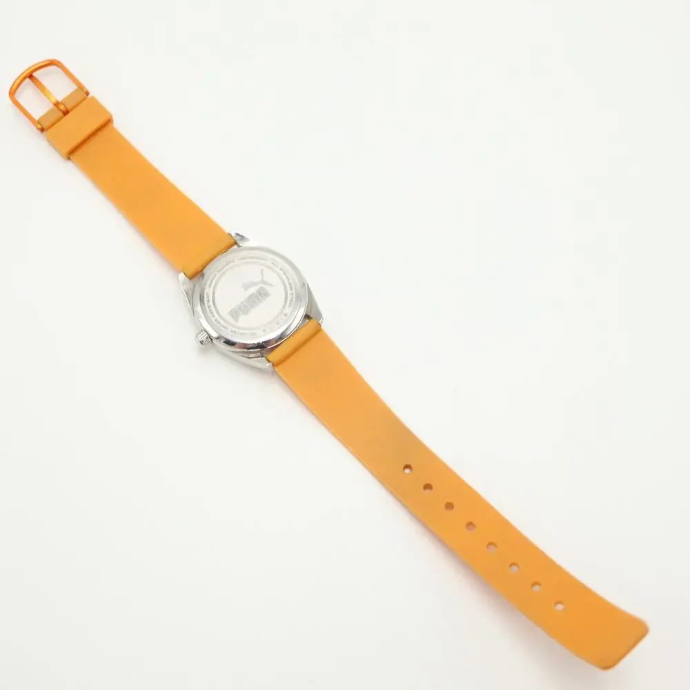 Puma Womens Blue White Sport Small Seconds Watch 29mm Orange Resin w New Battery